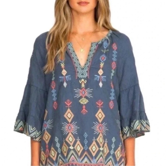 Johnny Was Cerise Tiered Sleeve Peasant
Embroidered Top Blouse - Picture 1 of 10